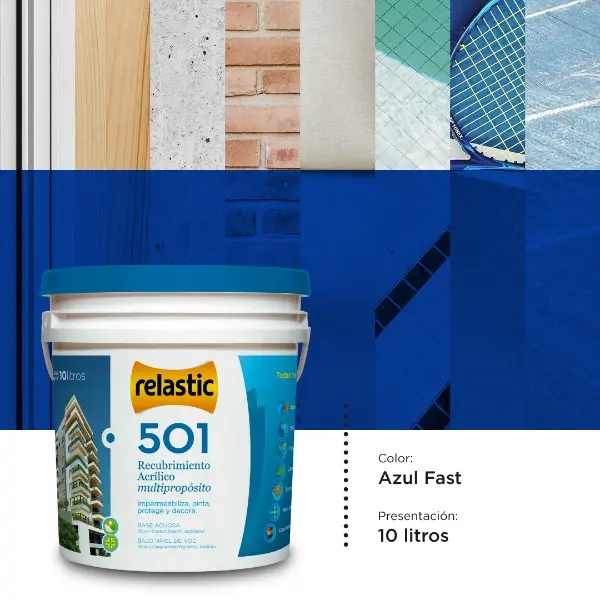 [501AF10] 501 Recubrimiento Multipropósito Mate (Azul Fast, 10 Litros)
