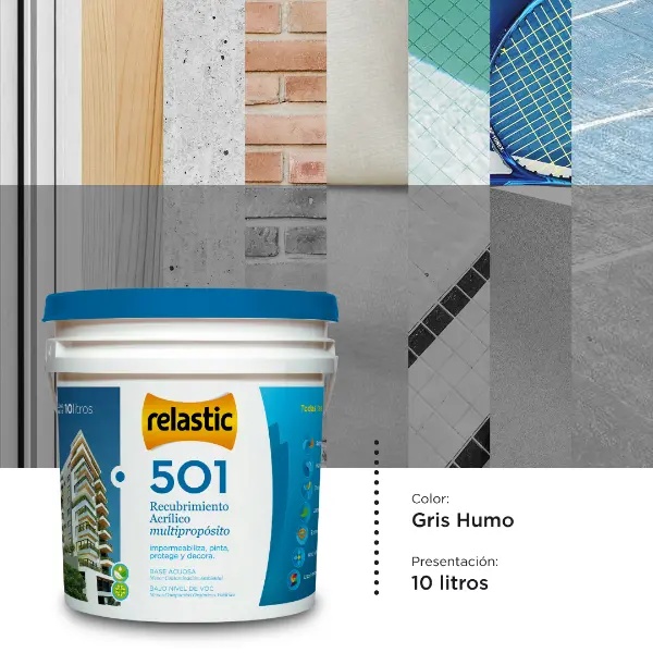 [501GH10] 501 Recubrimiento Multipropósito Mate (Gris Humo, 10 Litros)