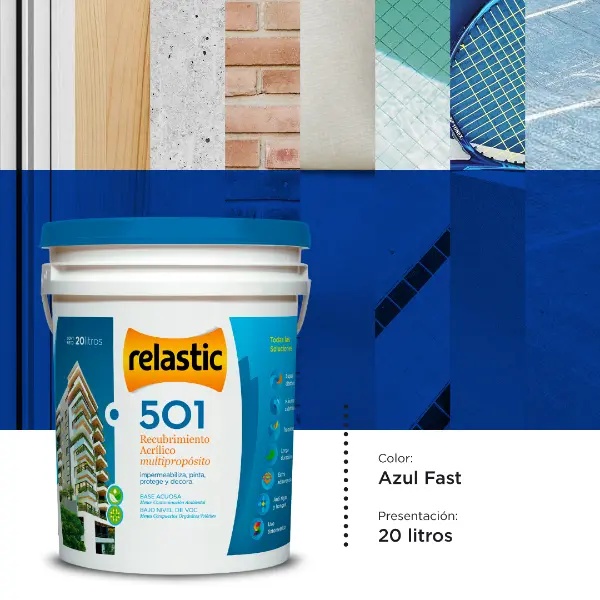 [501AF20] 501 Recubrimiento Multipropósito Mate (Azul Fast, 20 Litros)
