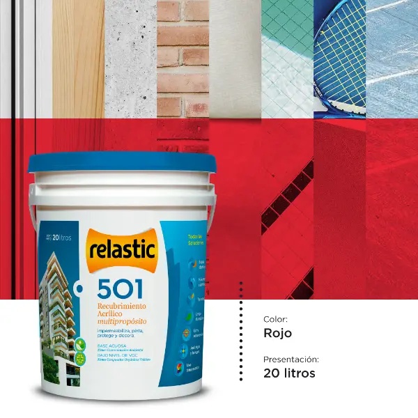 [501R20] 501 Recubrimiento Multipropósito Mate (Rojo, 20 Litros)