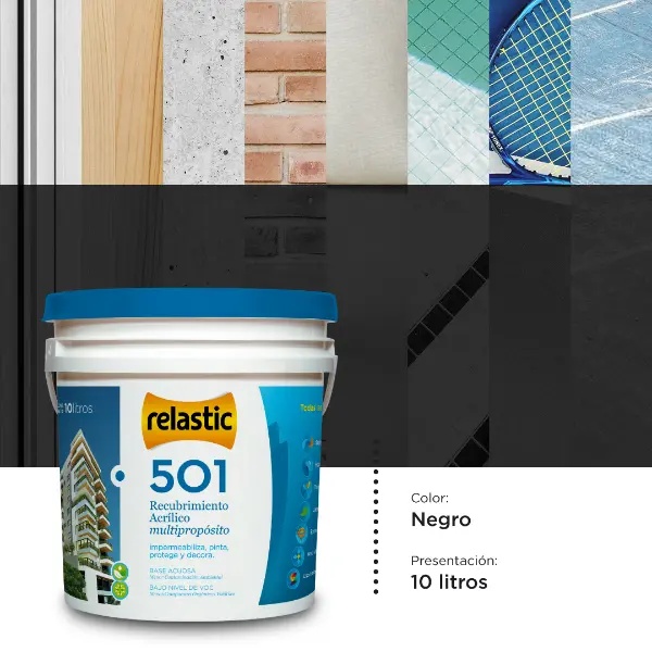 [501N10] 501 Recubrimiento Multipropósito Mate (Negro, 10 Litros)