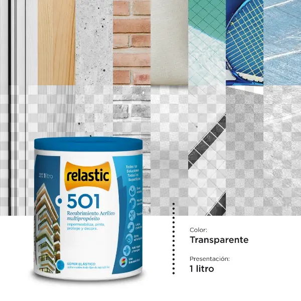 [501TR1] 501 Recubrimiento Multipropósito Mate (Transparente, 1 Litro)