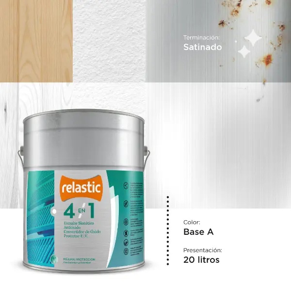 [41BAS20] 4 en 1 Esmalte Multifunción Satinado (Base A, 20 Litros)