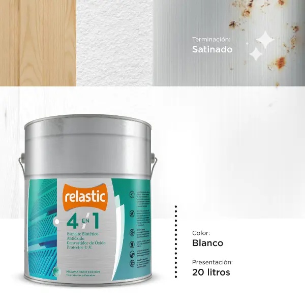 [BS20] 4 en 1 Esmalte Multifunción Satinado (Blanco, 20 Litros)