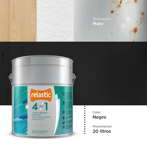 [NM20] 4 en 1 Esmalte Multifunción Mate (Negro, 20 Litros)