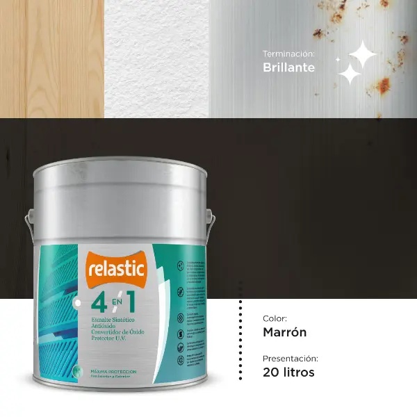 [41M20] 4 en 1 Esmalte Multifunción Brillante (Marrón, 20 Litros)